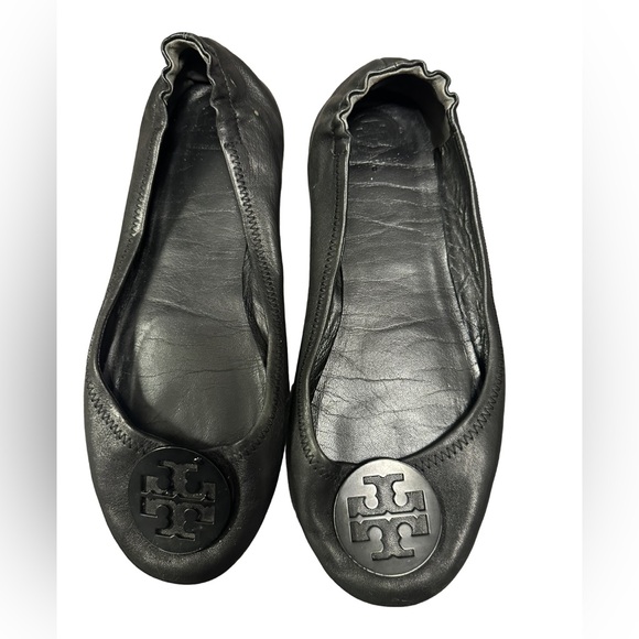 Tory Burch Shoes - Tory Burch Solid Black Leather Ballet Flats Size 10.5